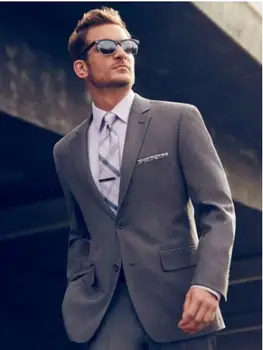 2022 Высококачественные серые деловые мужские костюмы из 2 предметов, свадебные костюмы для conjuntos de hombre Slim Fit (пиджак + брюки) Смокинги для женихов - Изображение 1  