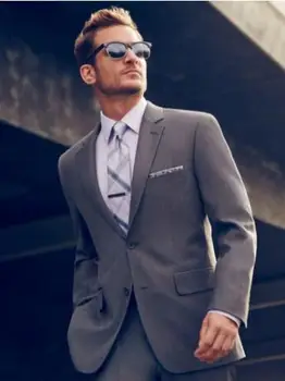 2022 Высококачественные серые деловые мужские костюмы из 2 предметов, свадебные костюмы для conjuntos de hombre Slim Fit (пиджак + брюки) Смокинги для женихов - Изображение 2  
