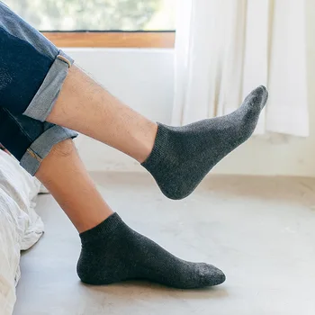 Летние деловые хлопчатобумажные носки для мужчин, сетчатые дышащие, впитывающие пот Мужские носки до щиколоток - Изображение 2  