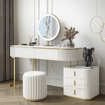 Дизайнерские Белые комоды Роскошная мебель для спальни Креативный Туалетный столик Разнообразные зеркала в тон Комод домашний шкафчик B - Изображение 1  