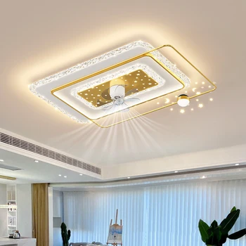 Современные светодиодные потолочные вентиляторы с дистанционным управлением, люстра, светодиодный вентилятор для дома, светодиодные потолочные вентиляторы, светильник - Изображение 2  