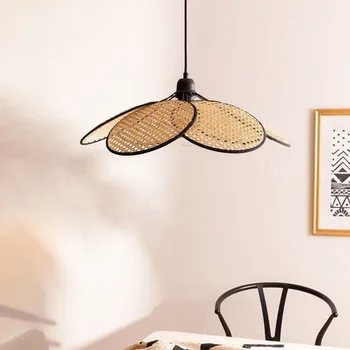 Подвесной светильник из ротанга 80 см, современная люстра в стиле камелии для столовой и гостиной, освещение чайной комнаты для завтрака в стиле B & B - Изображение 2  