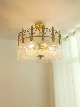 Роскошная Медная Люстра в винтажном стиле Crown, Гардеробная, Прихожая, Художественные Стеклянные лампы - Изображение 2  