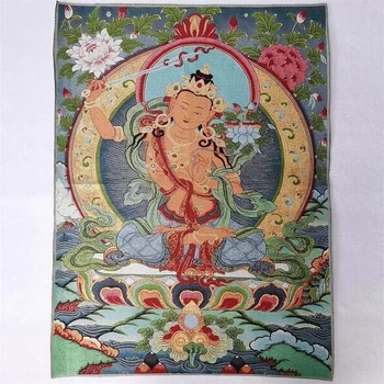 Тибетский Будда Тханка, вышитая парчовая роспись, Бодхисаттва Манджушри, Изысканное украшение дома, благоприятная Тханка - Изображение 2  