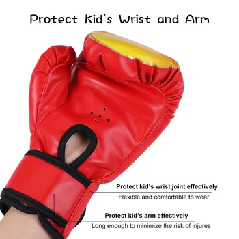 Детские Боксерские Перчатки Для тренировок по Боксу, Удобные Регулируемые Боевые Рукавицы Для защиты рук Черный - Изображение 2  