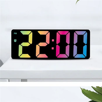 Светодиодный умный будильник Электронные часы с крупными символами, Прикроватные красочные настольные часы, отображение времени, даты, температурного цикла - Изображение 1  