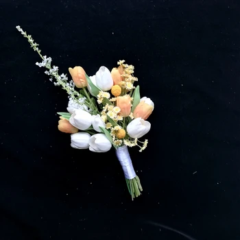 Уитни Свадебные цветы Оранжевый с белым тюльпаном Маленький свадебный бранч ramos de novia para boda - Изображение 2  